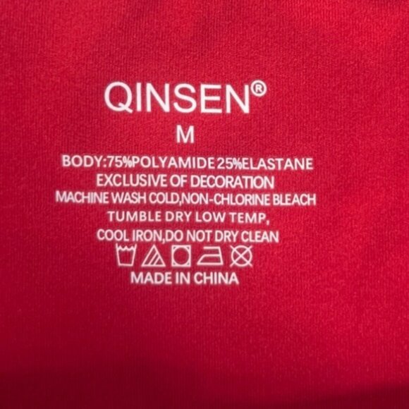 Qinsen Short Sleeve Bodysuit Womens Medium Red New - Picture 5 of 6